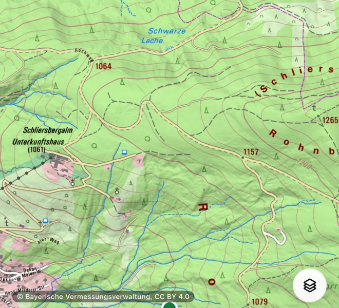 Officiële Beierse topokaart bij de Schliersee